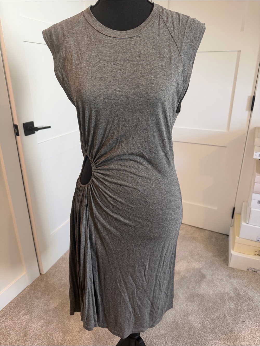 A.L.C. Charcoal Gray Midi Dress with Side Cutout